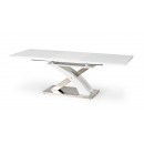 Разтегателна трапезна маса МДФ бял лак/стъкло Sandor 2 white